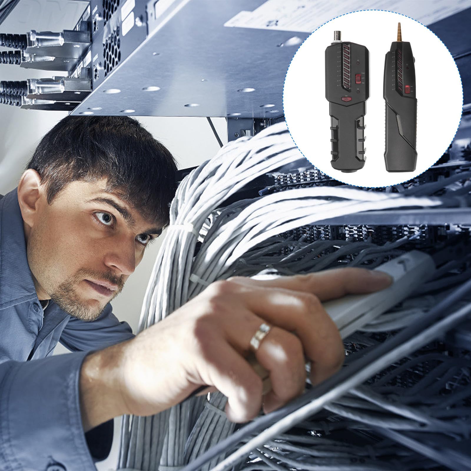 HOMSFOU Testeur en Noir Fonction Multifonction Réseau de Câbles Veille Automatique et Alignement de Niveau Plastique et Métal Suivi et Détection de Câbles Ethernet