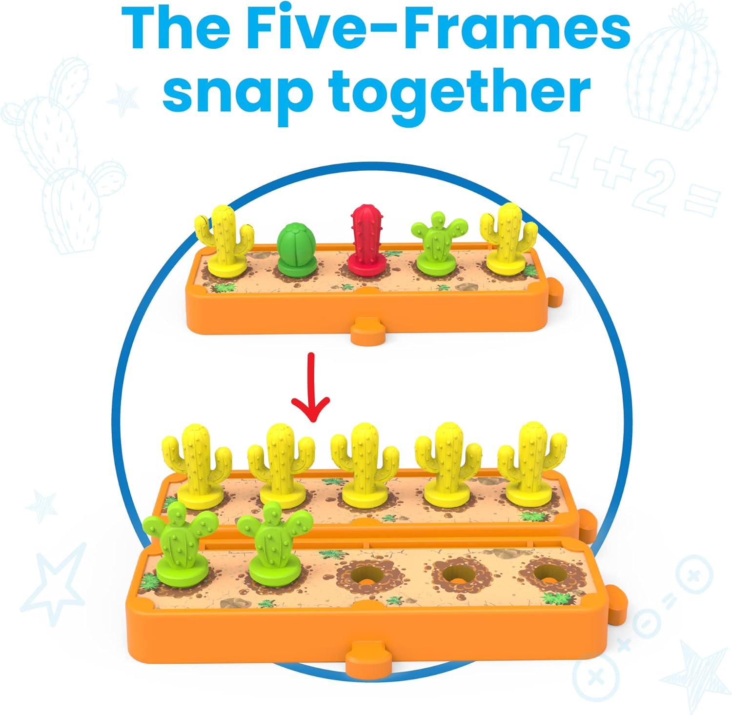 hand2mind Cactus Counting Desert Math Activity Set, Ten Frame Math Manipulatives, Color Counters for Kids Math, Montessori Math Materials, Math Games for Kindergarten, Addition and Subtraction Games