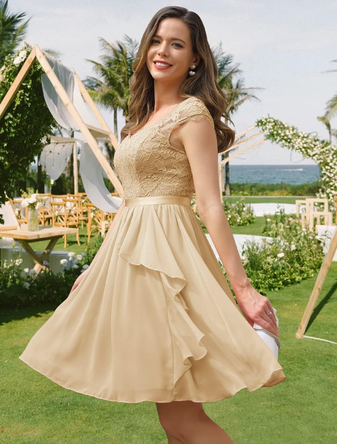 Wedtrend Women's Bridesmaid Dresses Short Prom Dress Ruffle Semi Formal Cocktail Dresses Floral Homecoming Dress - Image 3