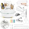 Cute Stationery Set, 12 in 1 Office Supplies & Desk Accessories for Women with Stapler & Staples Set, Pencil Holder, Tape Dispenser, Scissors, Clips, Ruler, Gift for Teachers, Students, Girls (White)