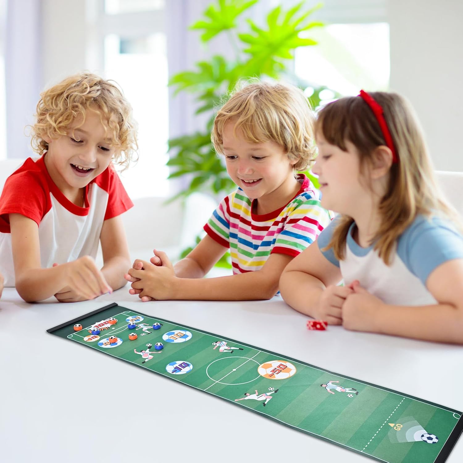 Tabletop Game Soccer, Shuffleboard Game, Portable Family Game for Children Adults, Easy to Set Up Desktop Indoor Outdoor Fun 47 inch