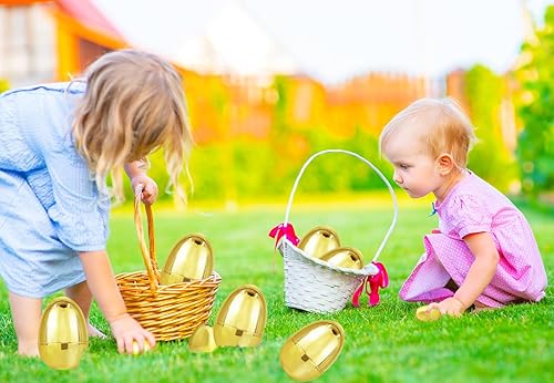Miniatura 6 de Chochkees Huevos de Pascua dorados gigantes, oro metálico, premio de cesta de regalo, huevos con bisagras, 6 pulgadas (paquete de 12)