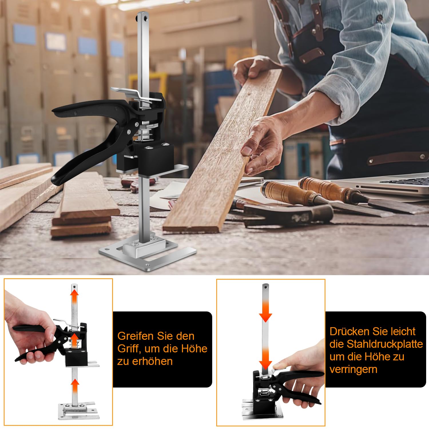 Arm Handwerkzeugheber 2 Stück,Multifunktions Keramikfliesen Höhenregler,Maximale Tragfähigkeit 240 kg, Arbeitssparender Arm Board Lifter, Handheld Jack Tool für Keramikfliesen HöHenverstellung