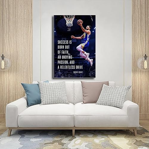 Miniatura 5 de KAMUFF Póster de jugador de baloncesto para paredes, lienzo y baloncesto, con cita firmada, para dormitorio de niños, estilo sin marco, 12 x 18