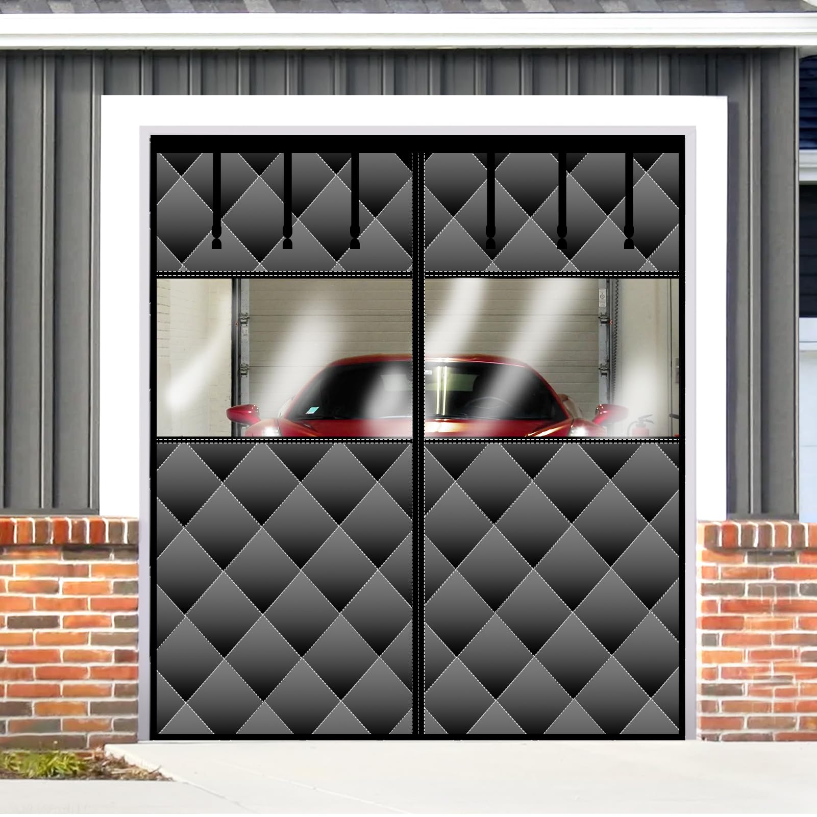 Magnetic Thermal Insulated Door Curtain with Visible Windows, Thicken Polyester Fiberfill & Durable Oxford Fabric, Hands Free Windproof Door Screen