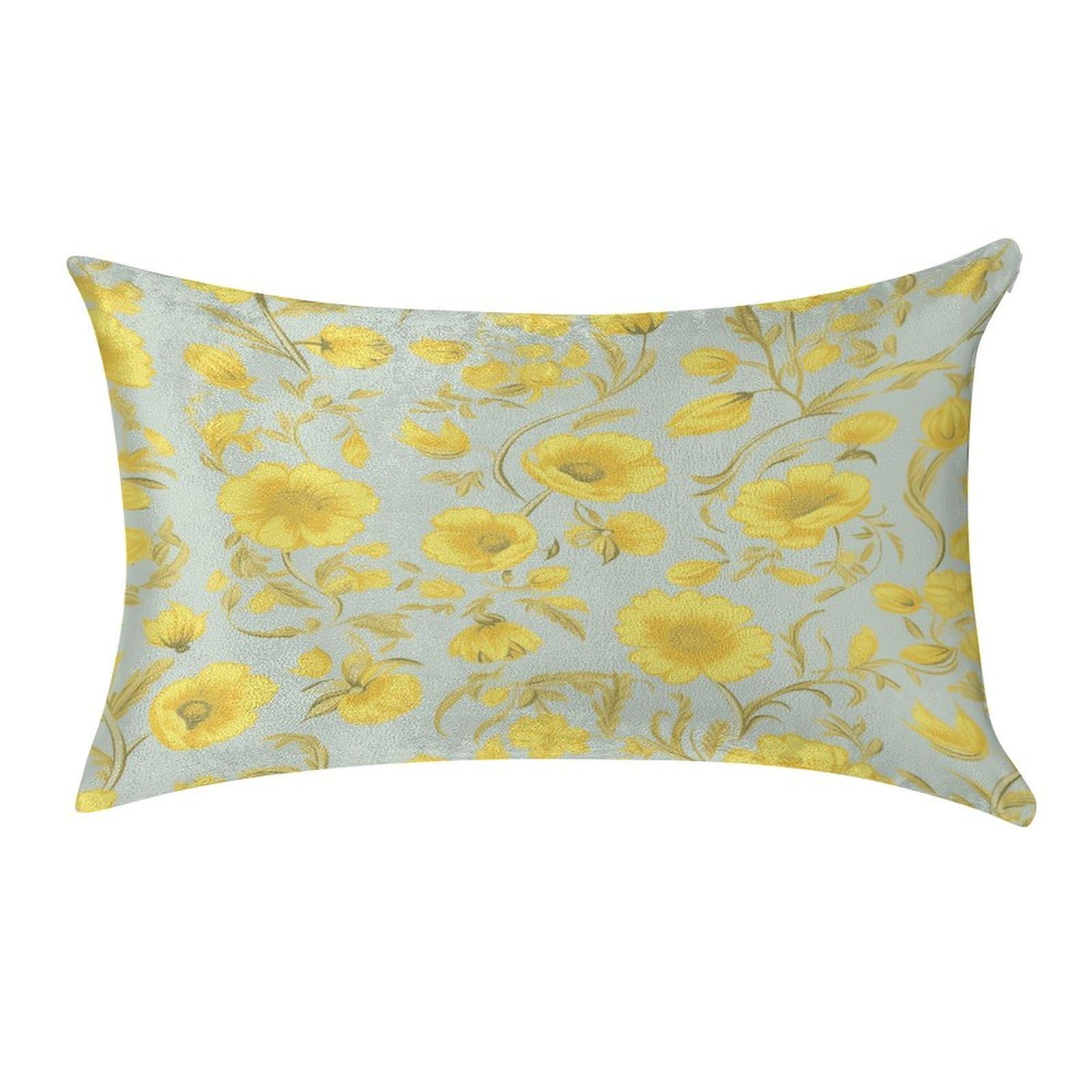 MUSM Yellow Flower Pillow Case 12"X20" Luxury Velvet Throw Pillow Cover Fade Resistant Cozy Soft Pillowcases Pillow Protector Pillow Shams Lumbar Pillow Shells for Home&Gifts