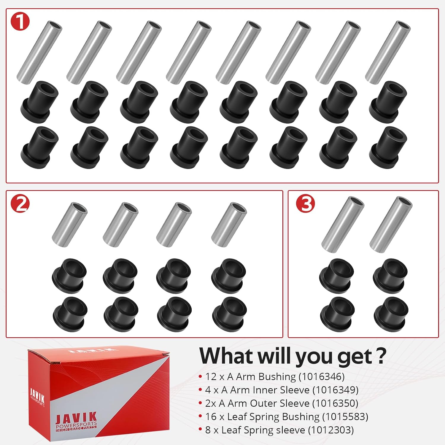 Fit Club Car DS Bushing Kits for All Front Rear Leaf Spring & Upper A Arm Suspension 1992-Up, 1015583 1012303 1016346 1016349 1016350