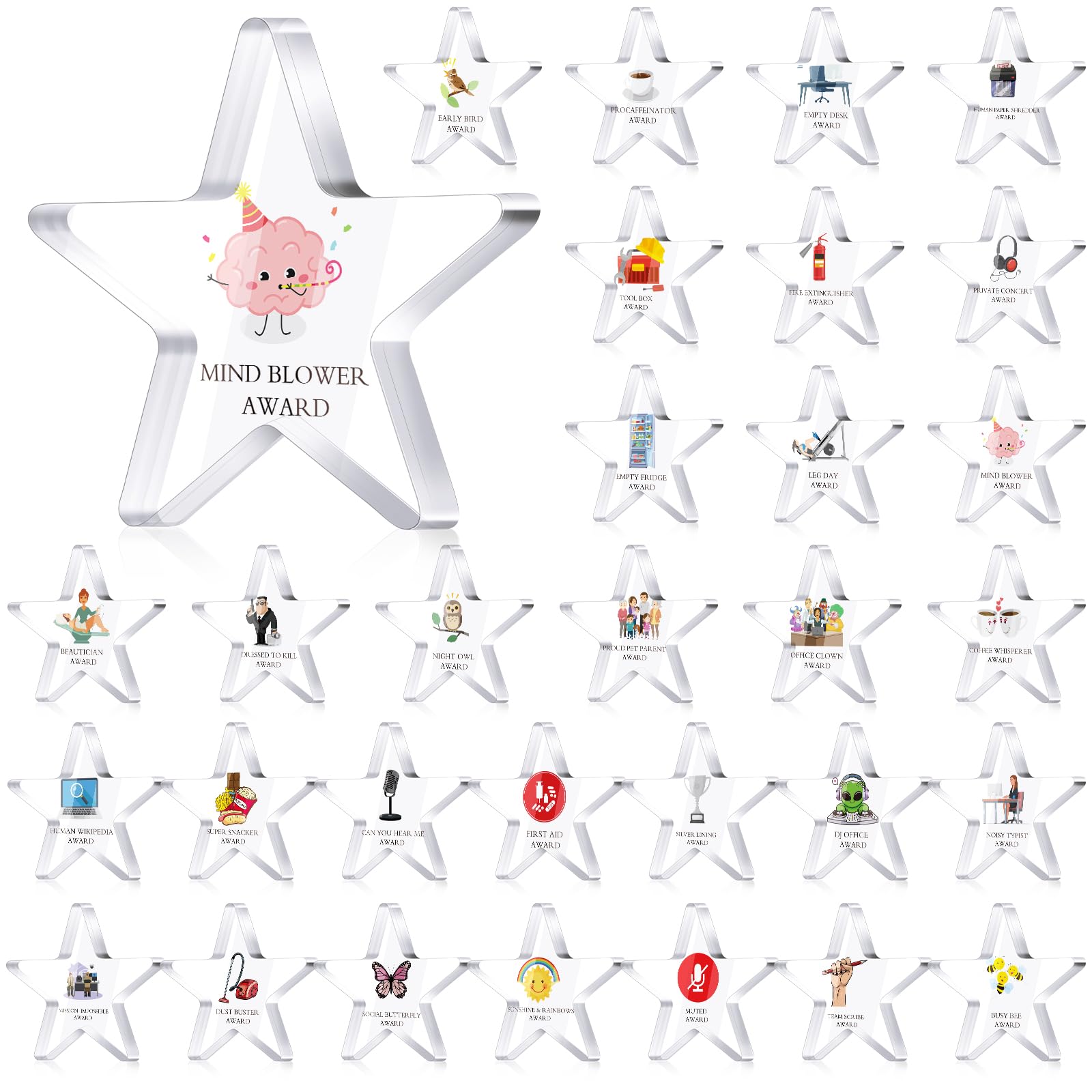 30 Pcs Funny Christmas Appreciation Acrylic Award Trophy, Acrylic Coworker Staff Team Appreciation Award Thank You Trophy Clear Reward Medallions