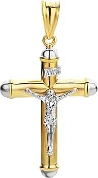 Collana Croce Religiosa In Metallo Dorato 18K - Ciondolo Gesù Cristo Unisex | Catena 50cm Acciaio - Foto 13