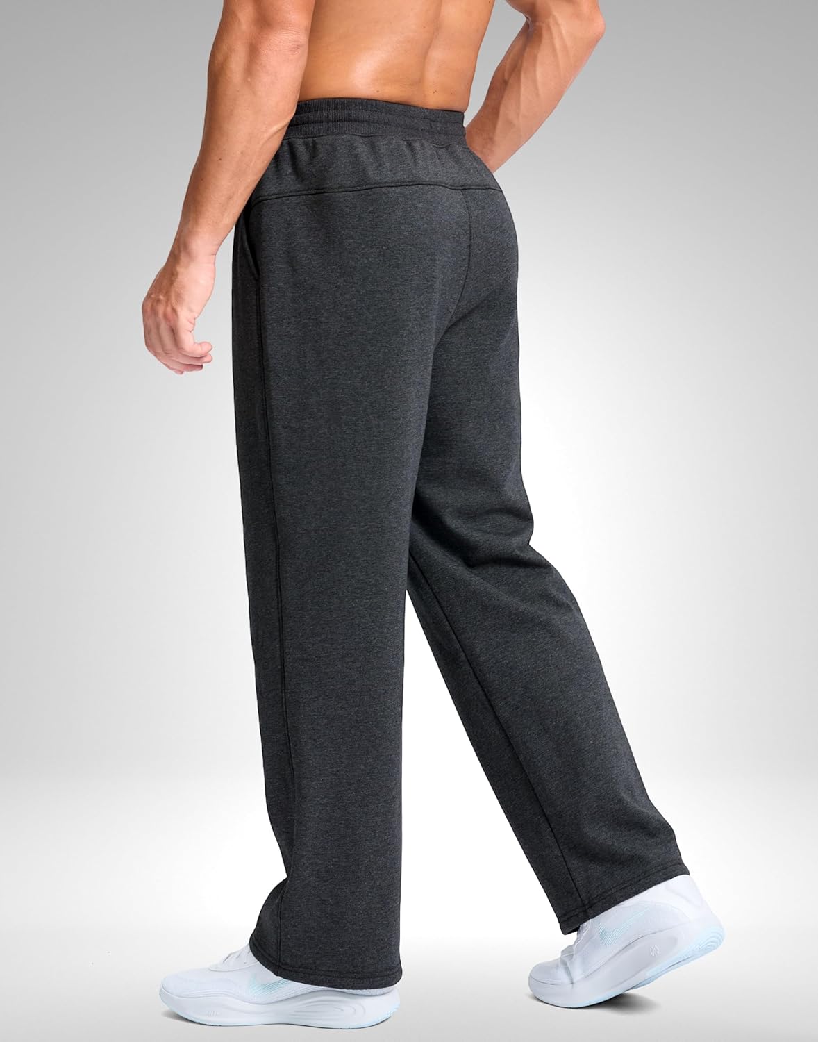 Soothfeel Men's Fleece Sweatpants Cotton Open Bottom Straight Leg Baggy Winter Warm Pants Sweatpants - Image 2