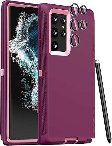 Miniatura 9 de FEIYAR HOME Funda para Samsung Galaxy S22 Ultra, con protector de lente de cámara de vidrio templado, funda resistente para Galaxy S22 Ultra, color