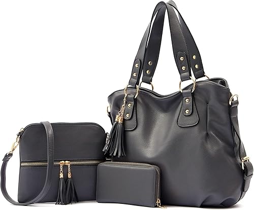 Miniatura 7 de Qiyuer Juego de carteras y carteras para mujer, bolso grande con cartera, 3 unidades