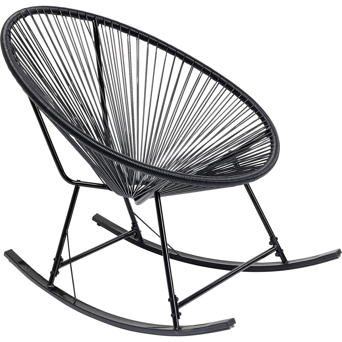 Kare Design Schaukelstuhl Acapulco Mono, Schwarz, Indoor und Outdoor Stuhl im Retro-Design, Schaukelsessel, Gartenstuhl für Balkon, Garten, Terrasse, Schwarzes Stahlgestell, 85x73x95 cm (HxBxT)