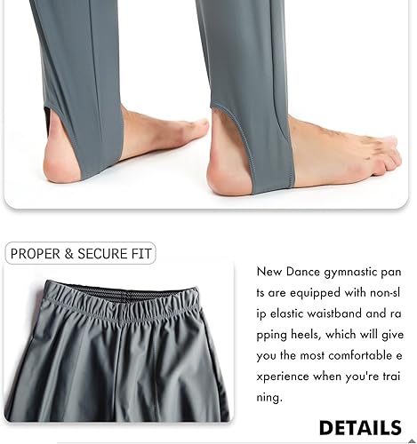 Miniatura 4 de Pantalones de gimnasia para hombres y niños, leotardo, mallas de ballet juveniles, pantalones de estribo para danza, yoga, práctica atlética