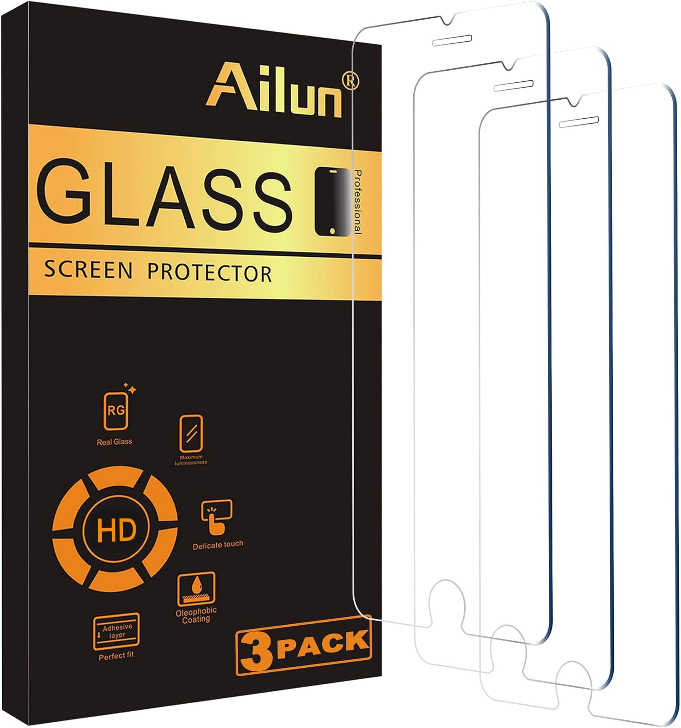 Ailun 3 Pack Screen Protector for Apple iPhone 8,7,6s,6, 4.7 Inch | 2.5D Edge, Tempered Glass, Case Friendly