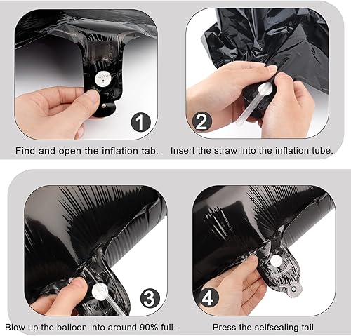 Miniatura 8 de Globo negro de 40 pulgadas con números del 0 al 9 (cero-nueve), globo de cumpleaños de gran tamaño, globo de helio de aluminio con números grandes