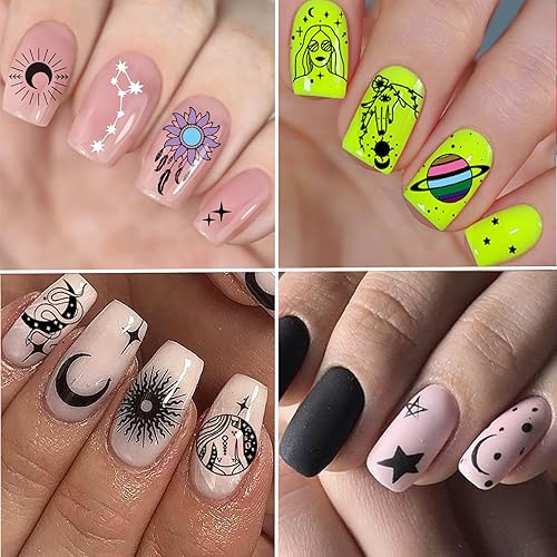 Miniatura 10 de Kit de sello de uñas geométricas para uñas francesas, 3 piezas, placas de sello de uñas, líneas de leopardo, graffiti, plantillas de estampación de