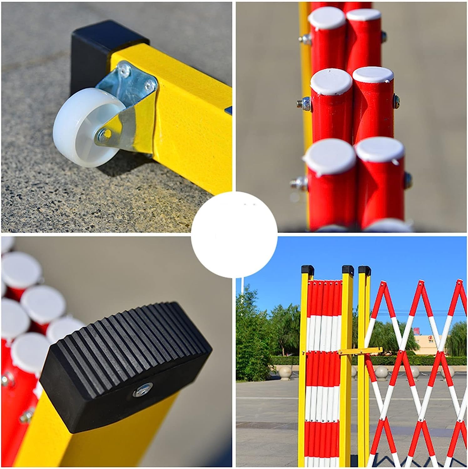 ININOSNP Barricata Mobile, barriera Stradale con Ruote Recinzione Stradale Tubolare telescopica isolata Mobile Controllo Flessibile della Folla(Yellow,1.2x2.5m)