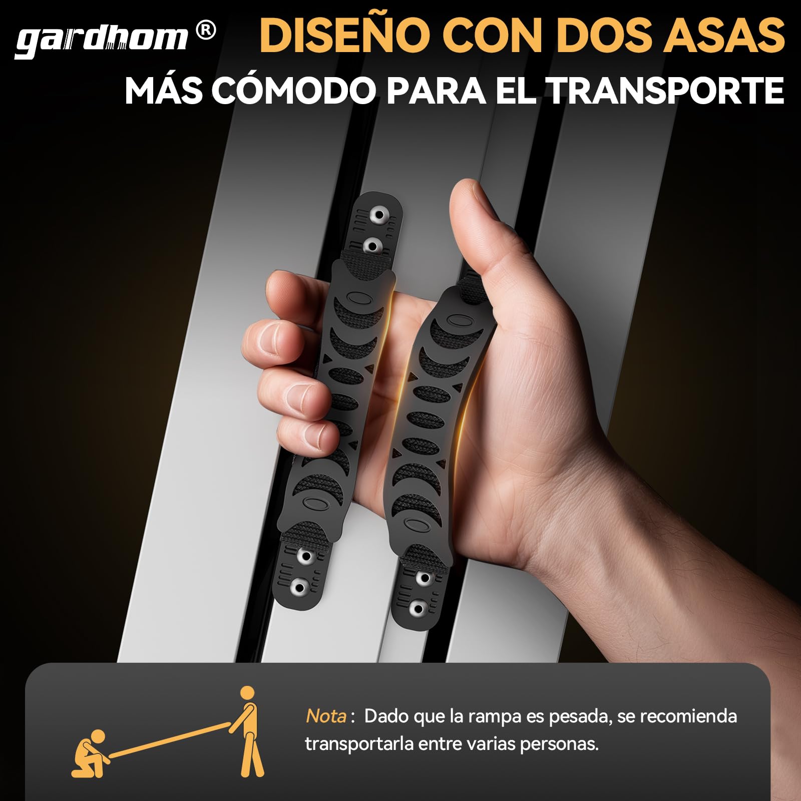 gardhom Rampas para sillas de Ruedas de 305 cm, Extra Anchas de 72 cm, Plegable, portátil, Antideslizante, de Aluminio, para umbral de Puerta, escalones, escaleras, Capacidad de Carga de 362 kg