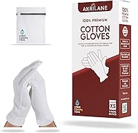 Vista 33 de 1 Talla 10 Pares Guantes de Algodón 100% Premium para Manos Secas Guantes Hidratantes Nocturnos para Eczema, Psoriasis y Tratamiento de Spa