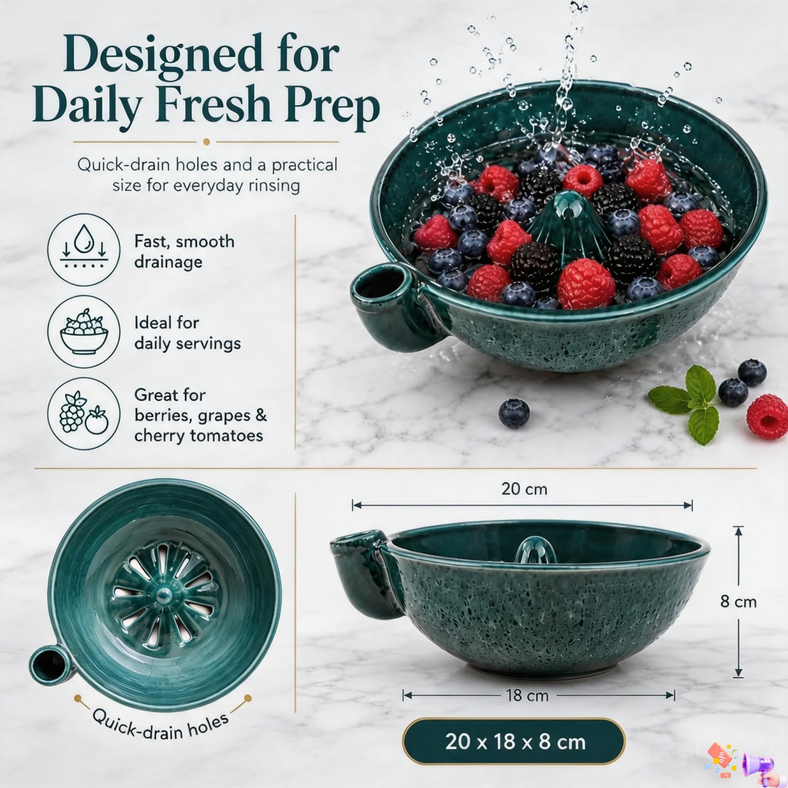 Generisch Beeren Waschschüssel Mit Abfluss Self Spinning Berry Washing Bowl