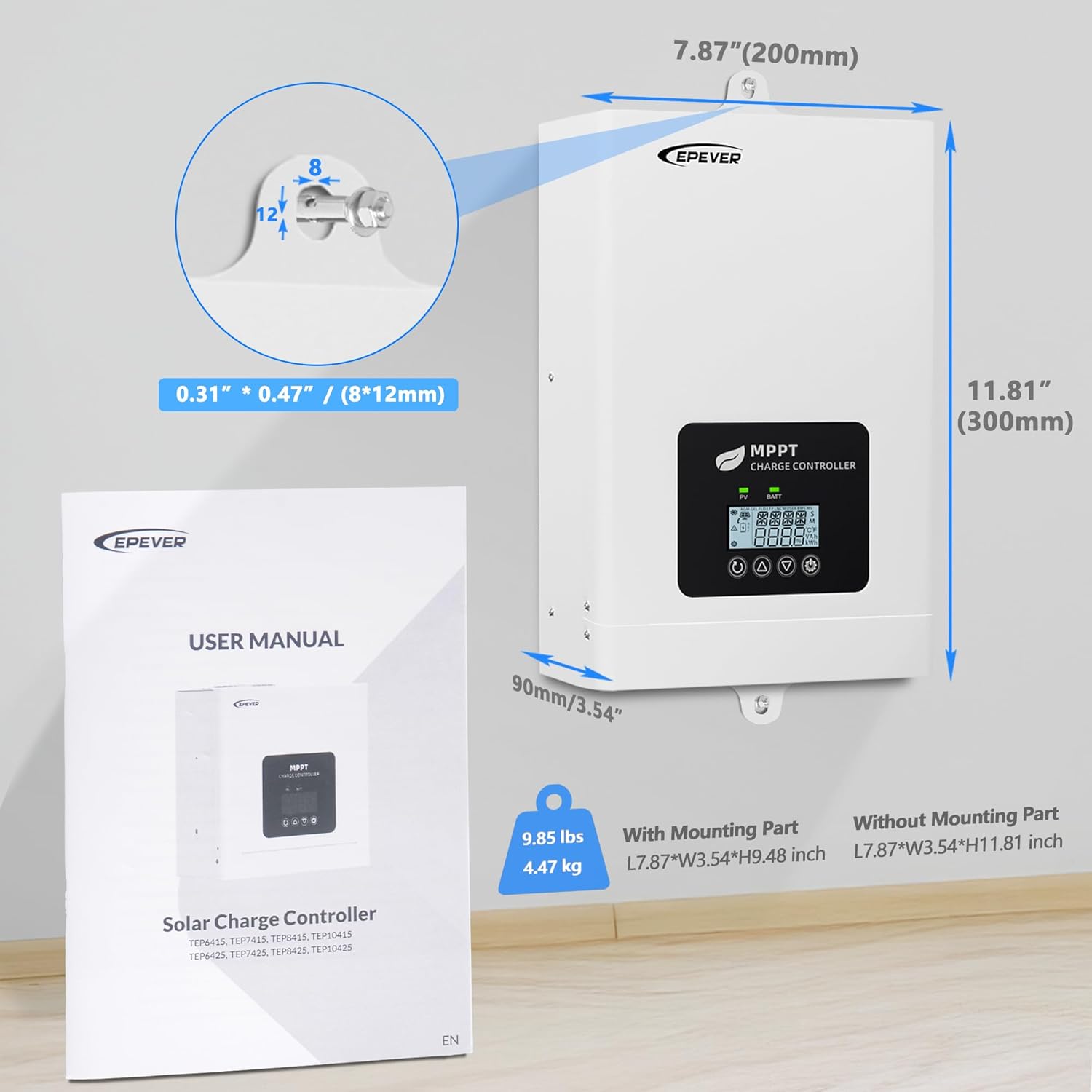 Epever 80A Mppt Solar Charge Controller Max PV 250V Input TEP Series 12v/24v/48v Battery System Works with Lifepo4 Batteries