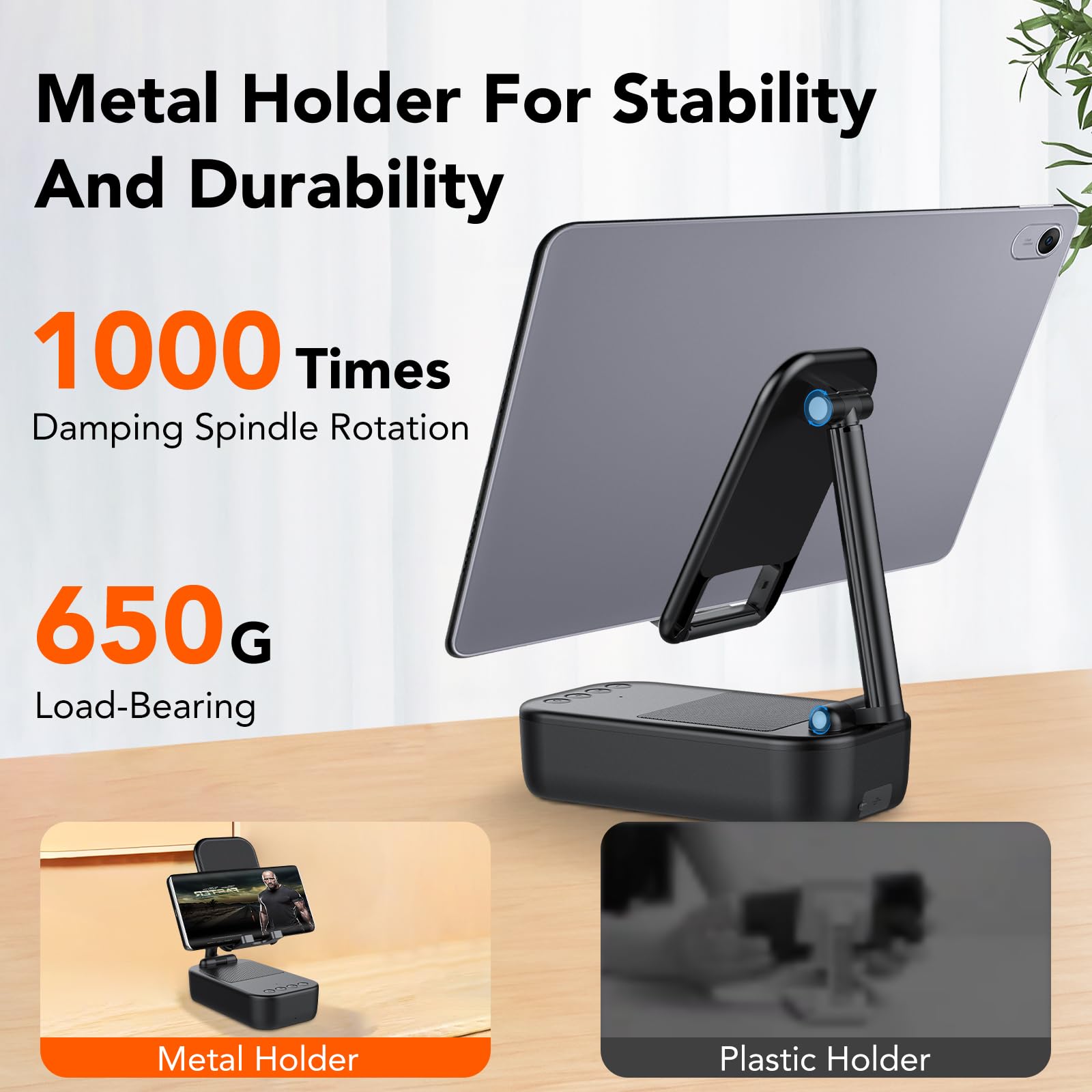 Cassa Bluetooth Potente, Speaker Bluetooth 5.3 Portatile, Supporto Telefono con Altoparlante Wireless,IP7 Impermeabile Altoparlante, Antiscivolo e Audio Surround HD, Regolabile per Phone/Pad | Speaker Bluetooth 5.3 Portatile,IP7 Impermeabile Altoparlante,