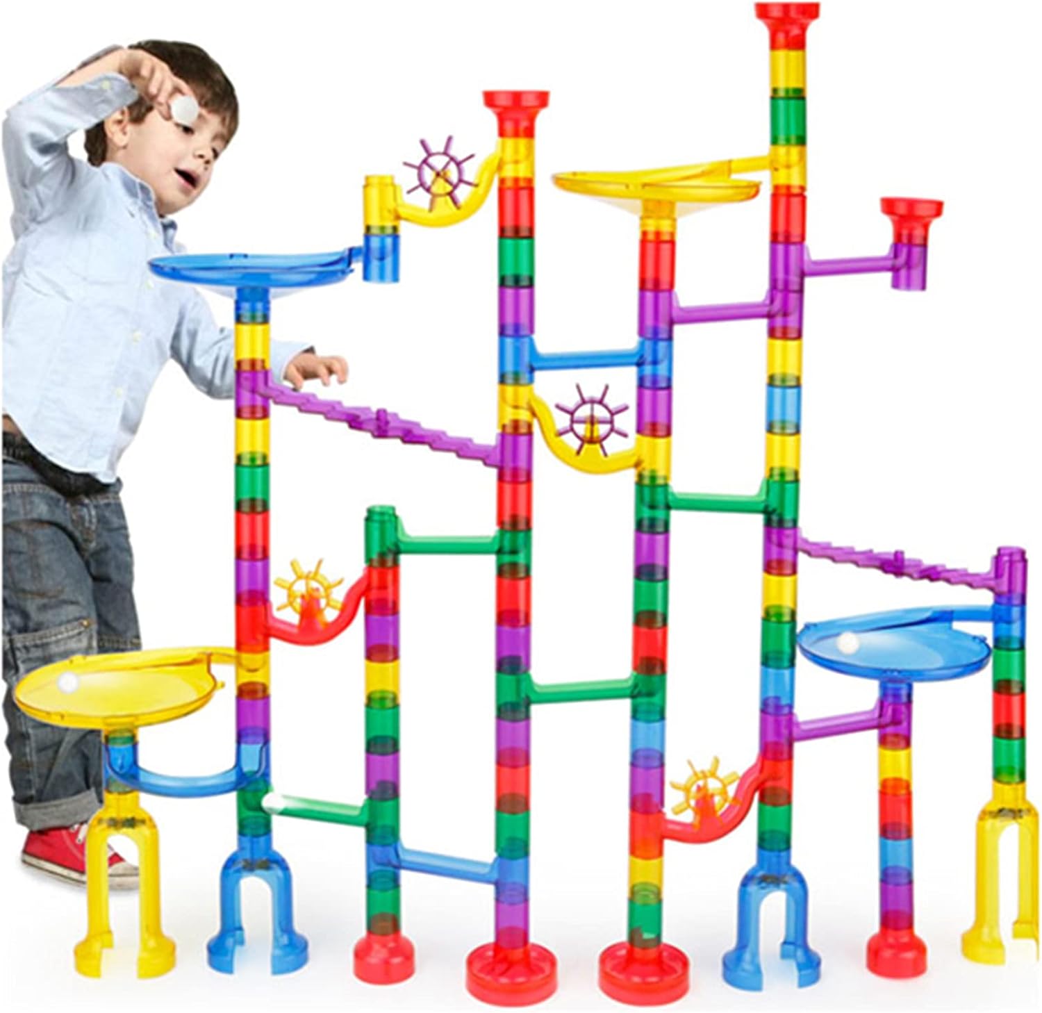AM ANNA 122Pcs Marble Maze Game Building Toy for Kid, Marble Track Race