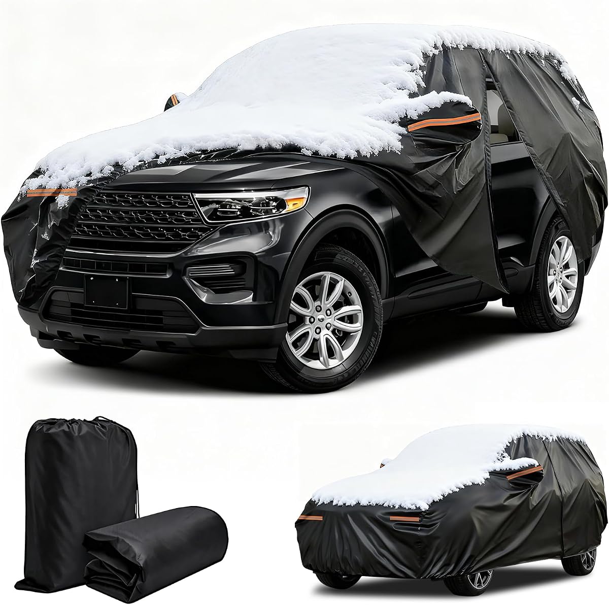 Winter Car Cover for Ford Explorer 1991-2025, Heavy Duty SUV Full Car Cover | Waterproof All Weather Outdoor for Hail Snow Ice Rain Sun UV Dust Protector, with Driver Side Zipper & Reflective Strips