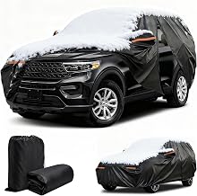 Winter Car Cover for Ford Explorer 1991-2025, Heavy Duty SUV Full Car Cover Waterproof All Weather Outdoor for Hail Snow Ice Rain Sun UV Dust Protector, with Driver Side Zipper & Reflective Strips