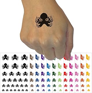 Cute Octopus Temporary Tattoo Water Resistant Fake Body Art Set Collection - Yellow (One Sheet)