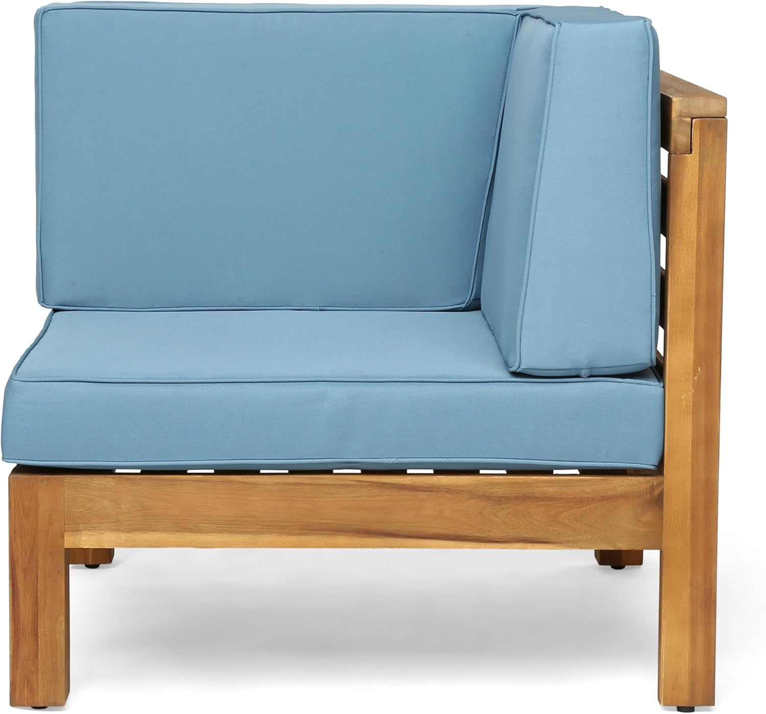 Tidyard 3-Piece Outdoor Loveseat Set with Coffee Table, Blue - Acacia Wood Frame & Water-Resistant Polyester Cushions for Patio, Deck or Porch