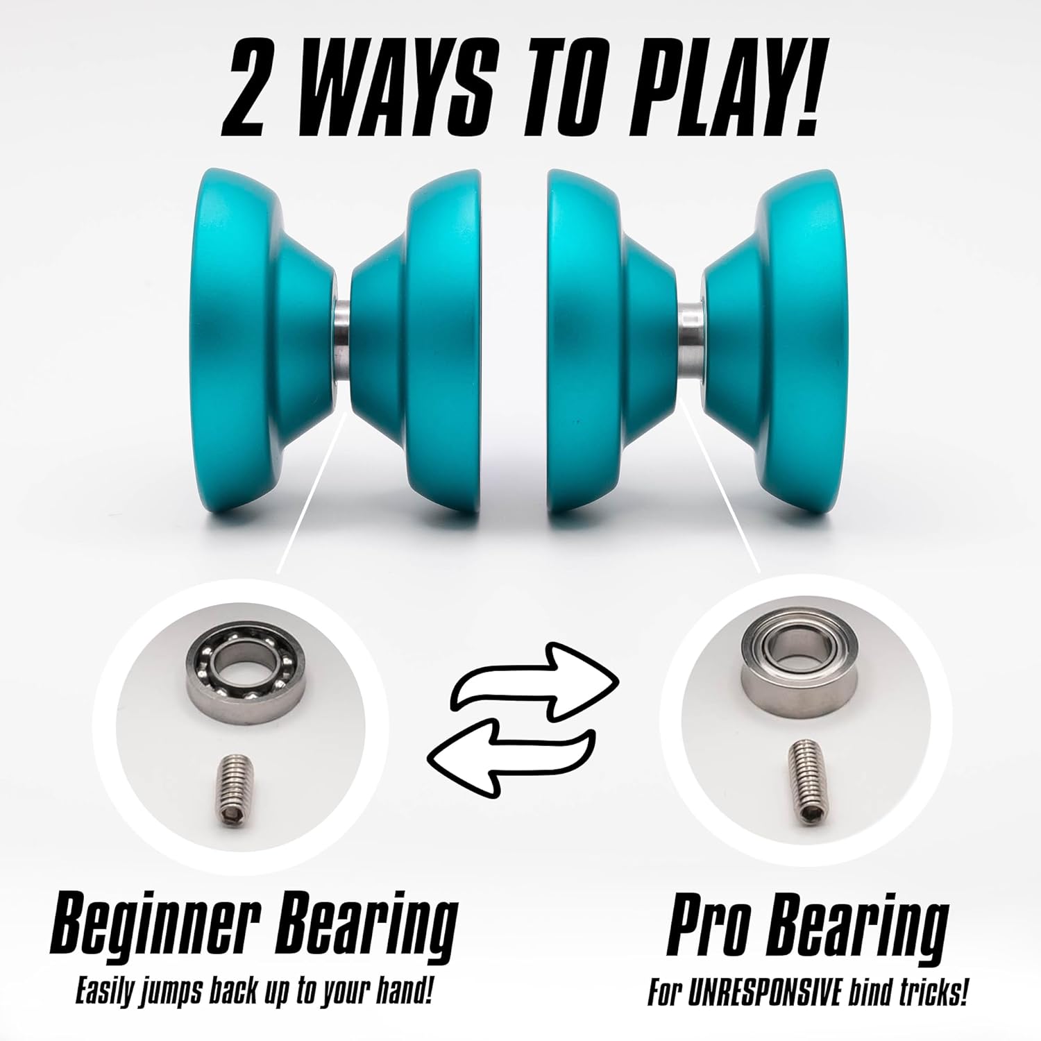 Crosshair Fingerspin Yoyo - A Responsive and Unresponsive Convertible Professional Yo-Yo | Easy to Use for Beginners and Pros | A Trick Yoyo for Adults Or Kids (Electric Teal)