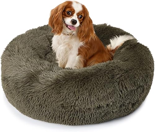 Miniatura 34 de Cama relajante de 30 pulgadas para perros medianos, color gris oscuro, cama lavable y antiansiedad Verde militar,Beige,Negro -,Marrón,Dary café,Gris