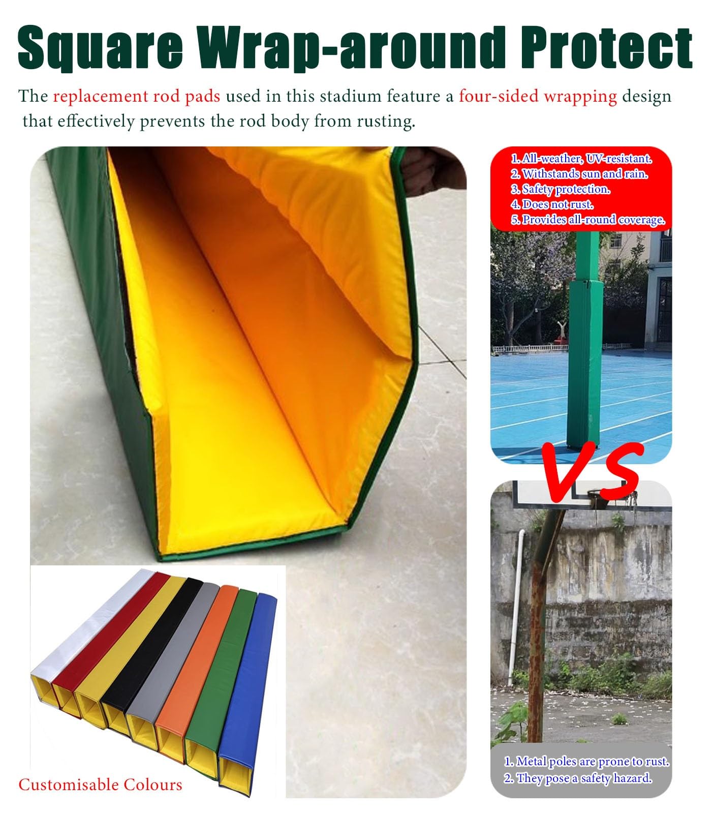 Imbottitura per Palo da Basket Blu 6x6 15x15 cm Protezione Morbida Antiurto