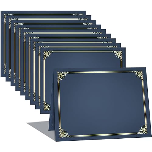 GNL Certificate Holders - 10 Packs Navy Blue Diploma Holders, Certificate Covers with Gold Foil Border, for Letter Size 8.5 x 11 Certificate Paper, Award, Graduation, Documents