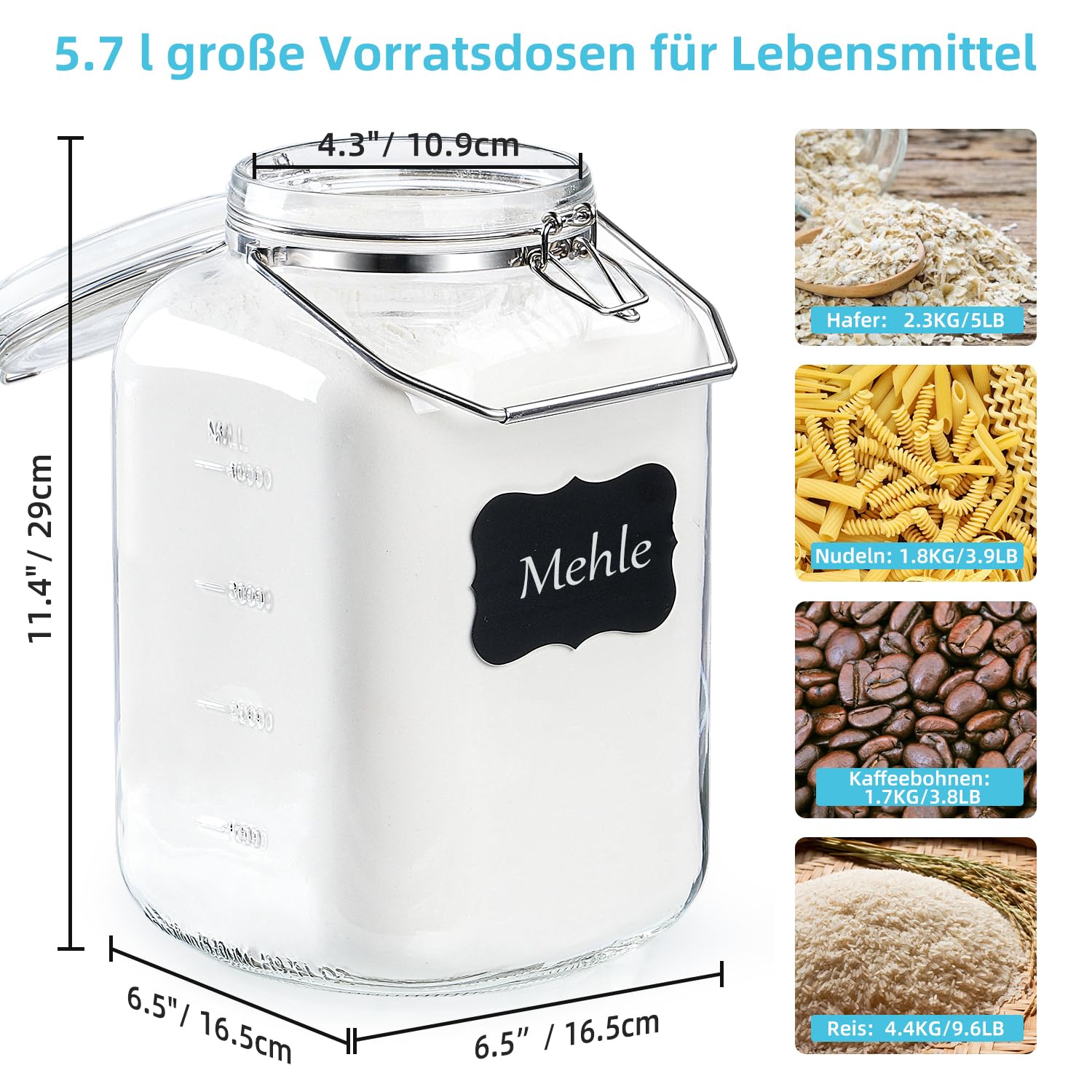 Absovetu Einmachglas mit Bügelverschluss Groß 5,7 Liter, Bügelglas