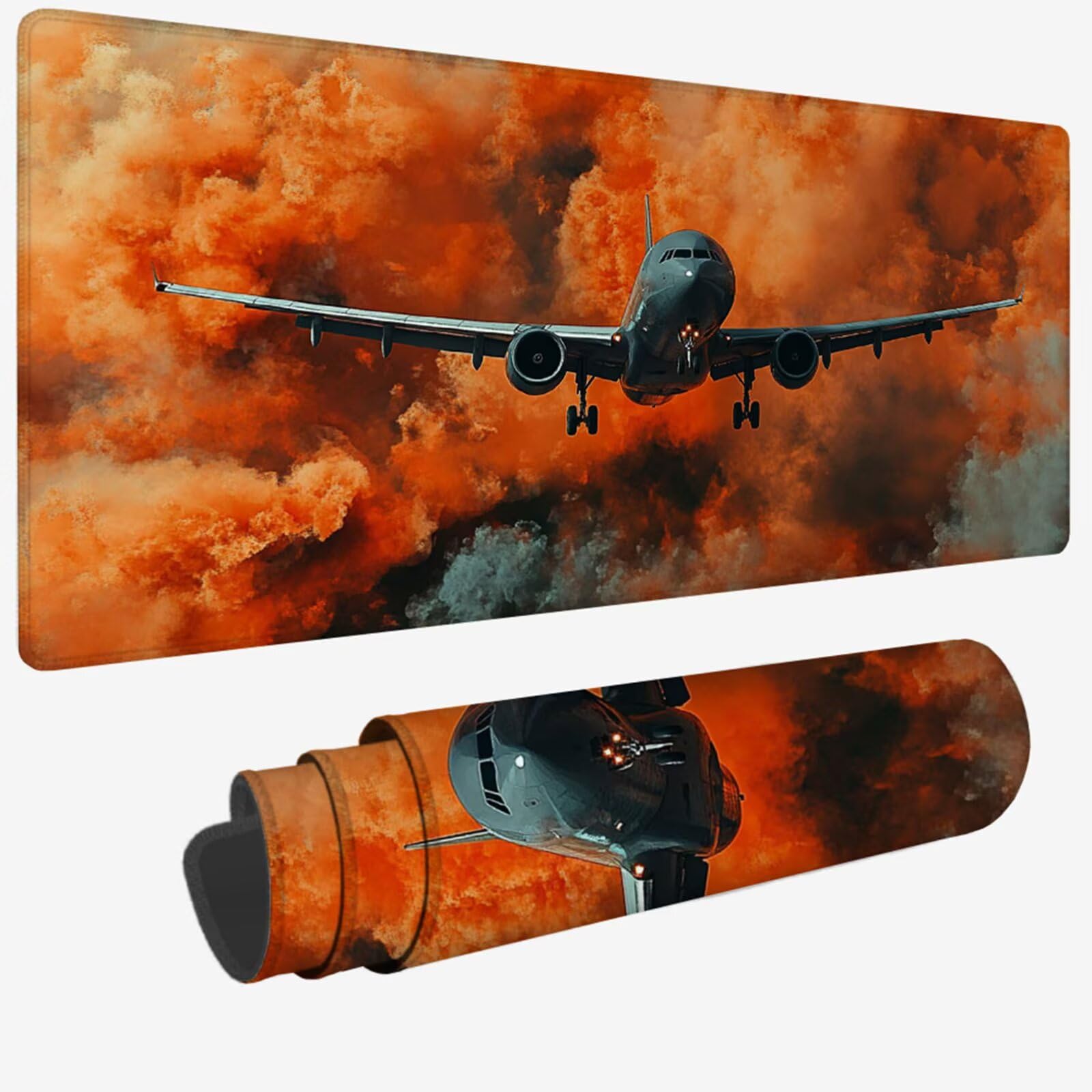 Tappetino per Mouse XXL 1500x800x3mm, Tappetino Mouse colore arancione, Grande Mousepad aereo con Idrorepellente e Antiscivolo, Lavabile Tappeto Scrivania da Gioco per Gaming, Ufficio Accessori W-517