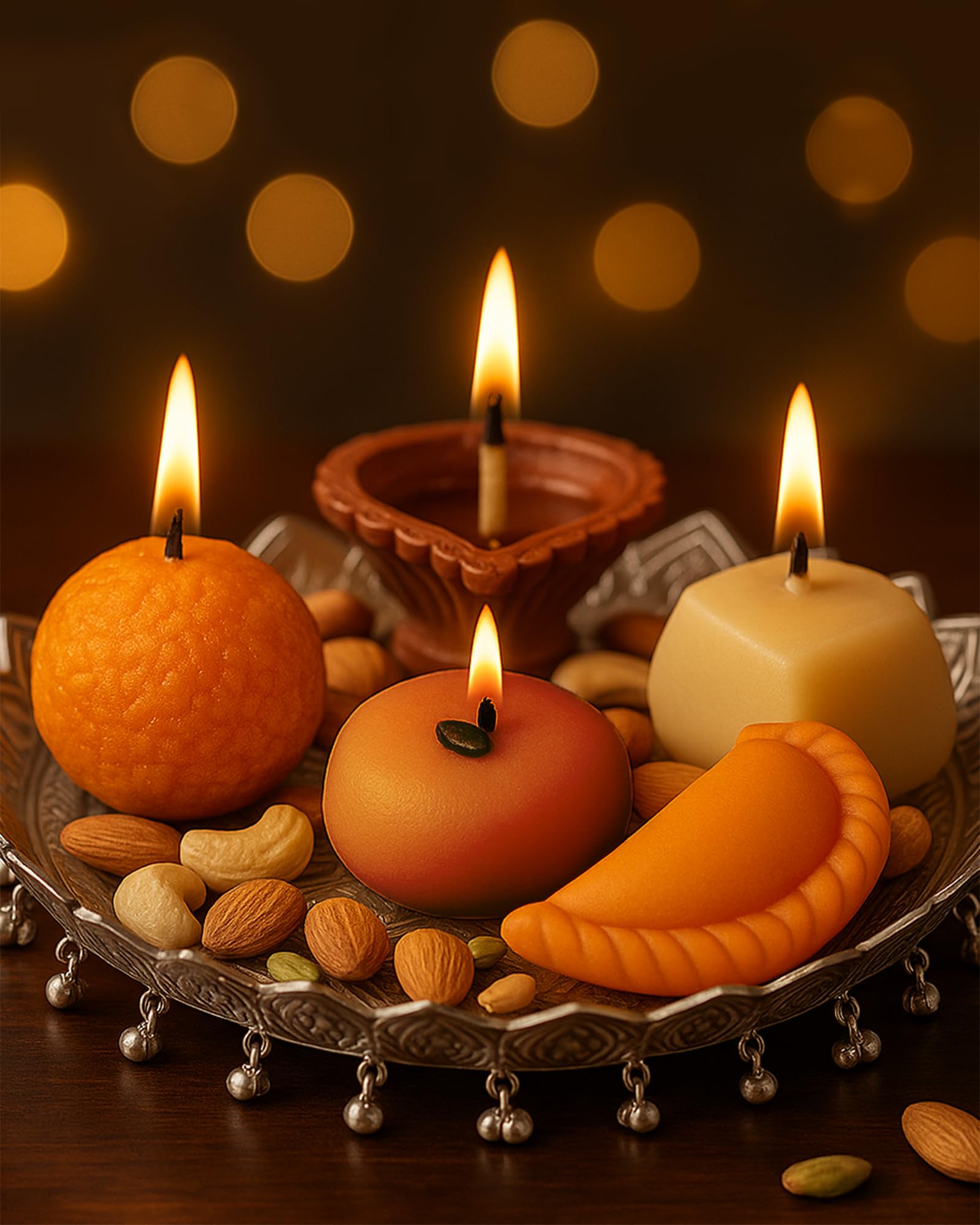Homesake® Mix Sweets Candle, Home Decor, Motichur Laddoo Peda Barfi Gujiya Candles, Scented Candle (Set of 8) | Diwali Gifts for Family and Friends | Festive Decor | Diwali Decoration for Home