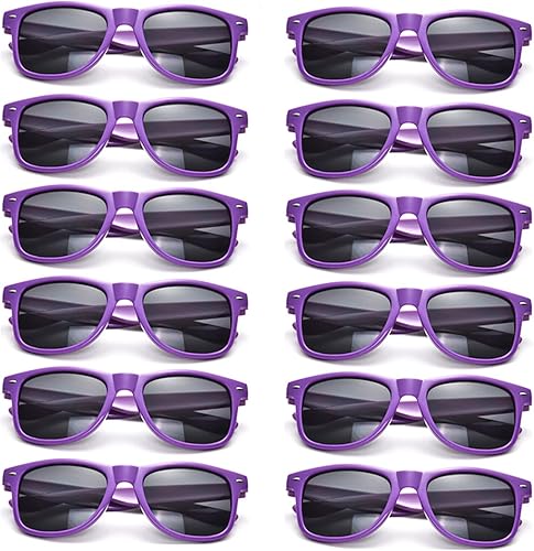 SUNOVELTIES Paquete de 12 lentes de sol retro neón para niños pequeños, diseño de corazón clásico, a granel, regalos de fiesta para niños y niñas,