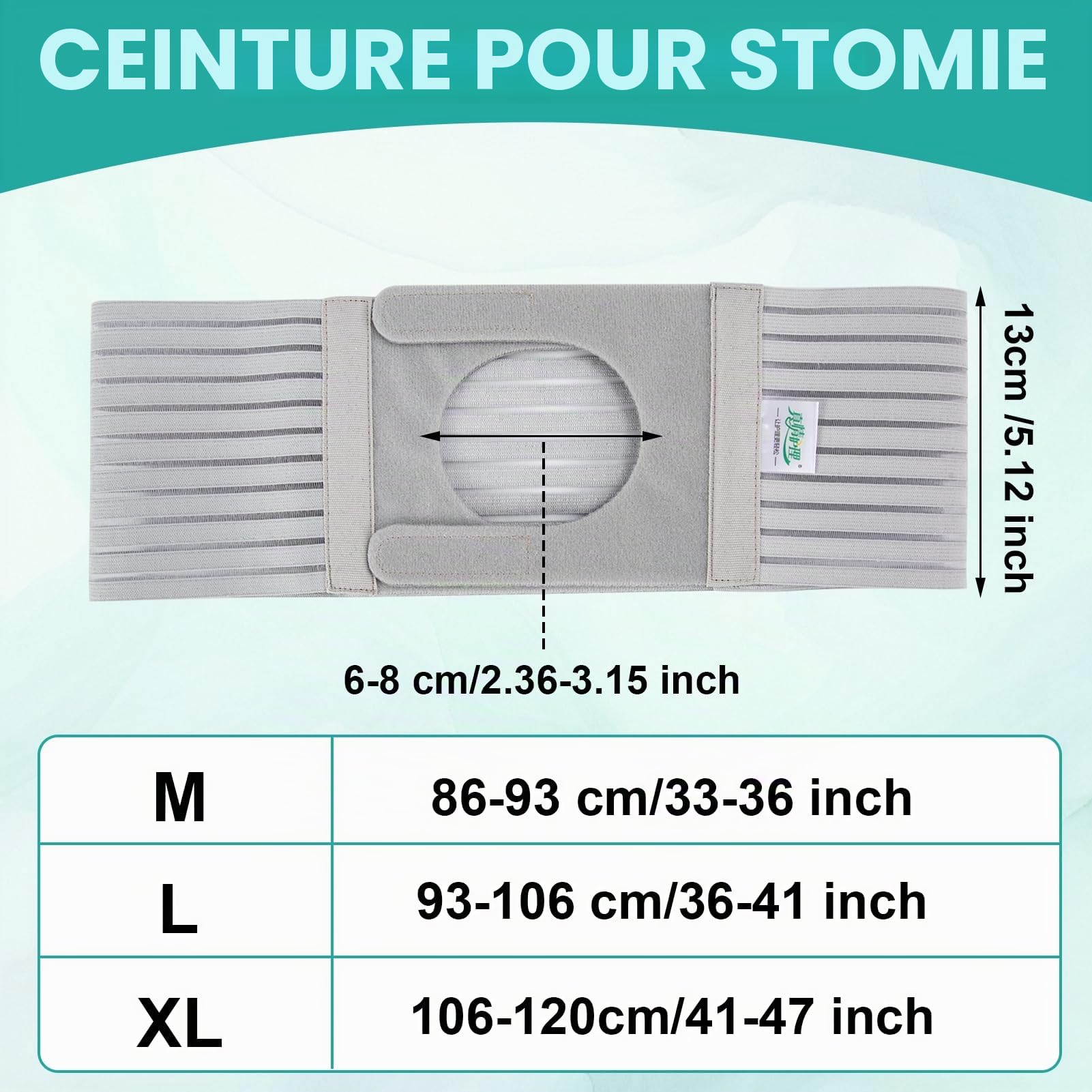 1 PCS Ceinture De Stomie Pour Homme & Femme, Ostomy Belt Gris Foncé de 13 cm de Large, Ceinture De Maintien Pour Le Soutien De Sac De Colostomie Prévenir Hernie Parastomal, M | Bandage de stomie réglable, universel, protection de ceinture de colostomie, a
