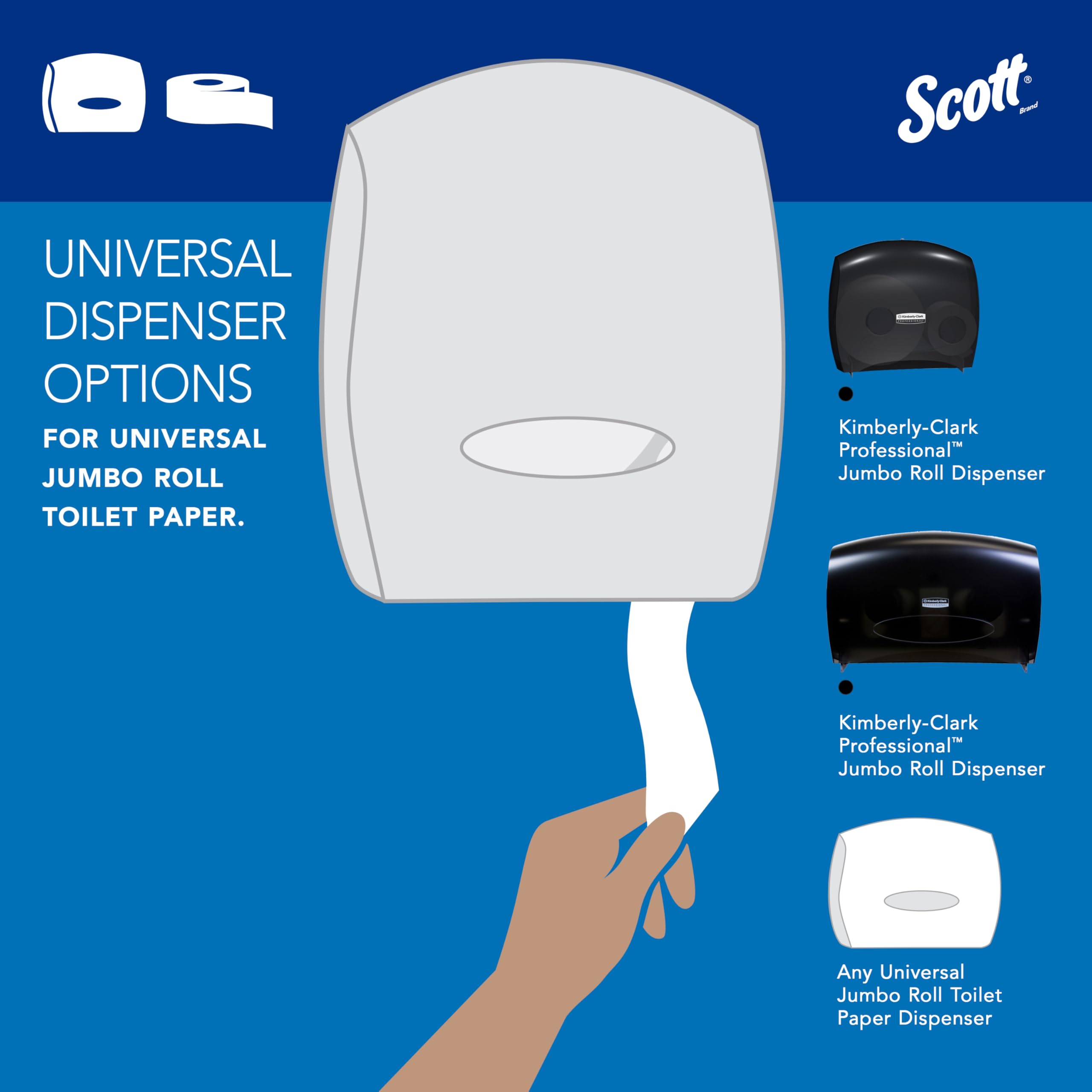 Scott 07805 tradición Jrt rodillo Jumbo baño Tissue, 2-Ply, 8 9/10 "de diámetro, 1000 FT (funda de 12)