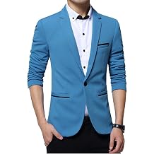 Gopune Men's Slim Fit Casual One Button Suits Coat Solid Blazer Business Jacket