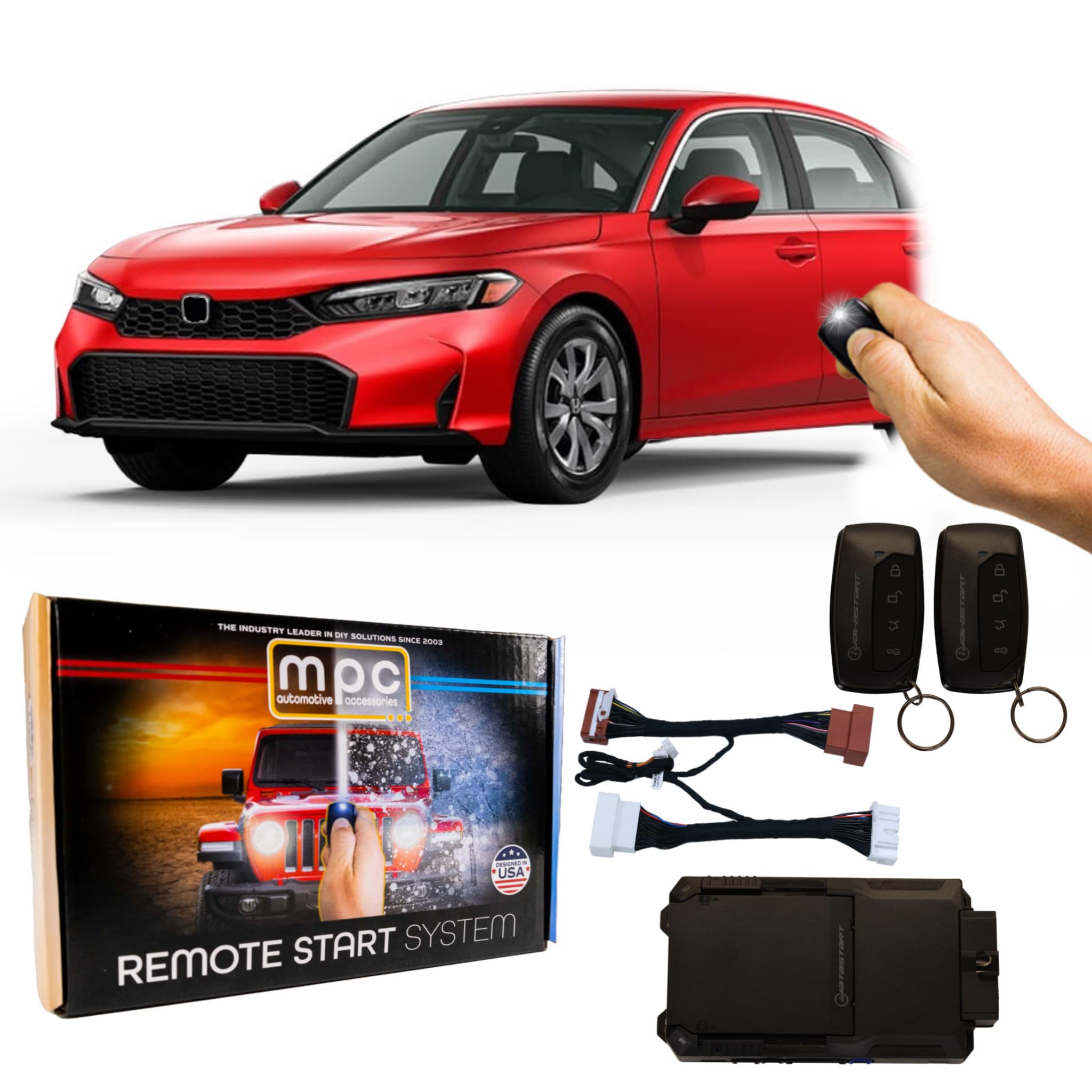 MPC Remote Start Kit Compatible with Honda Civic 2022-2025 || 2X 4-Button Long Range Remotes || Plug and Play || No Wire Splicing || USA Tech Support