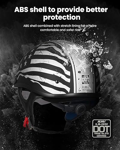 Miniatura 2 de ILM - Casco de medio casco para motocicleta, visera de cara abierta, hebilla de liberación rápida, aprobado por DOT, traje de ciclismo, motocross,