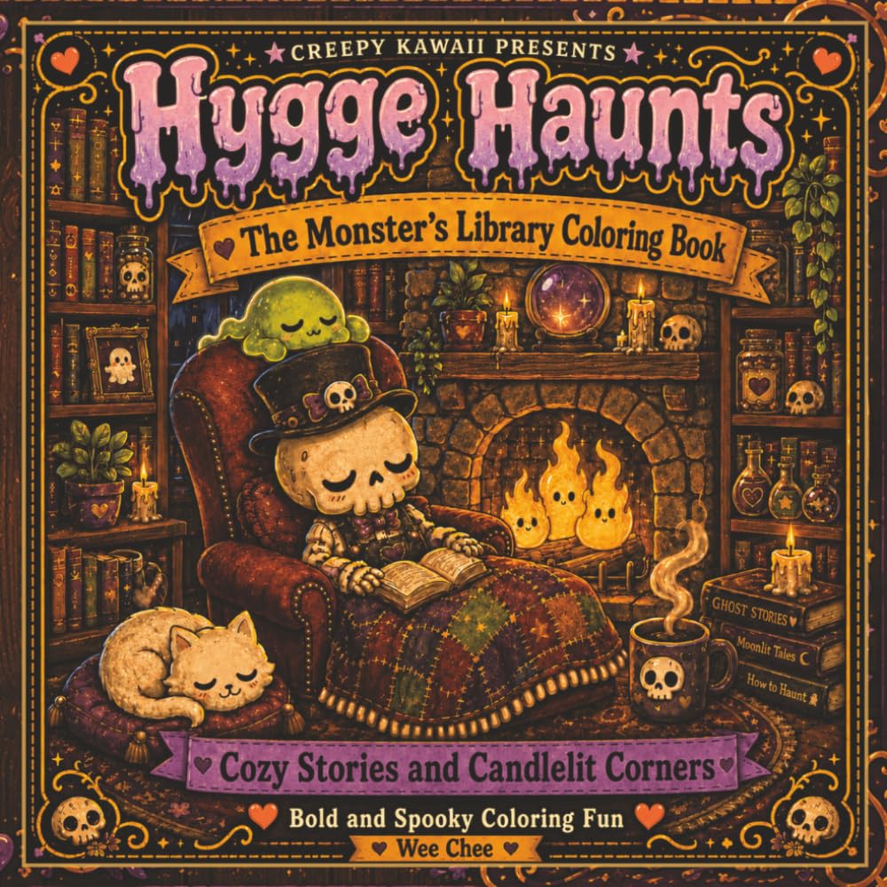 Creepy Kawaii Presents: Hygge Haunts: The Monster's Library Coloring Book: Cozy Stories and Candlelit Corners