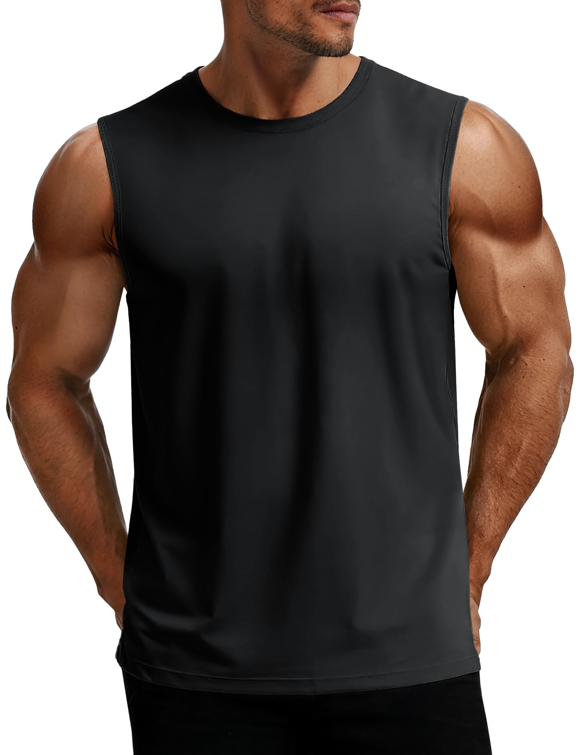 MAGCOMSEN Mens UPF 80 Tank Top Sleeveless Muscle Shirts Workout Gym Cut Off Shirt Moisture Wicking Polyester Top