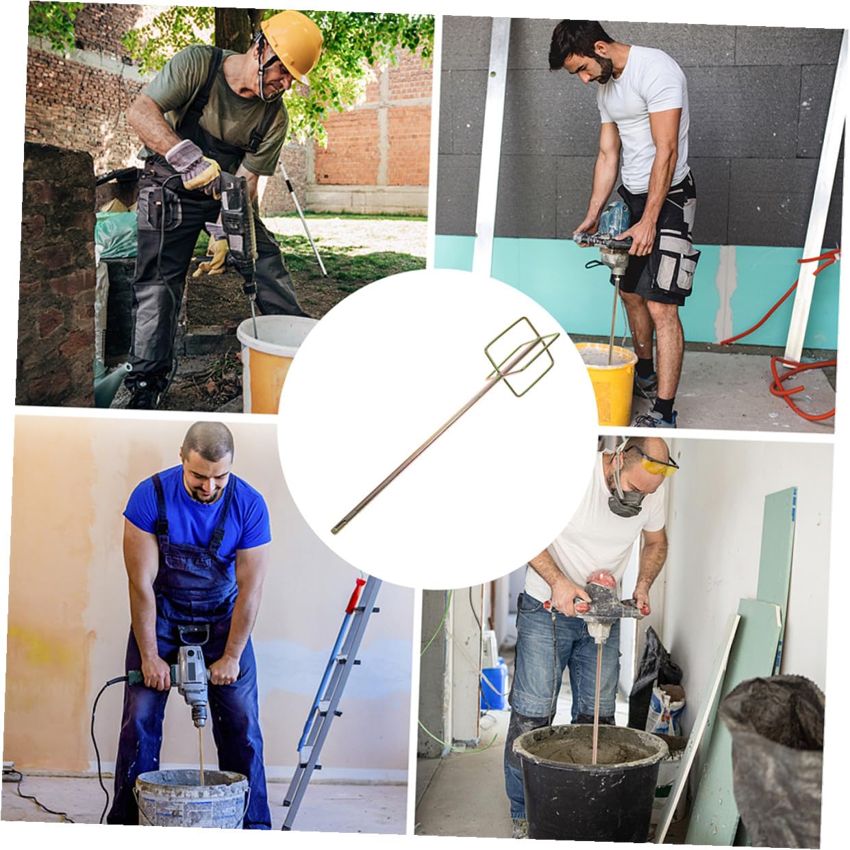 KOMBIUDA Varilla Compatibles para Taladro Mezcla Dorado Acero de Mezcladora Accesorios Duraderos Herramientas Eléctricas de Pintura y Cemento