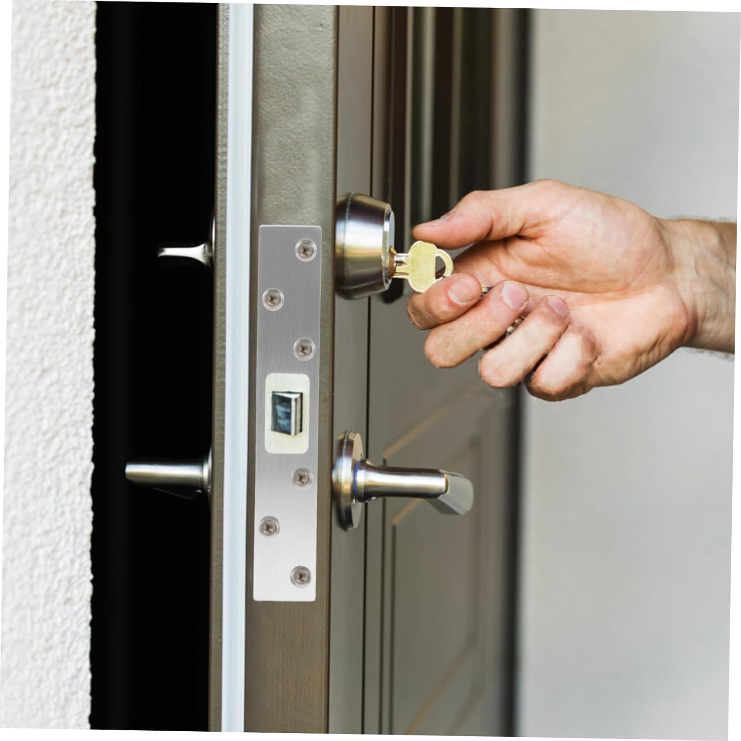ABOOFAN Door Lock Plate Stainless Strike Plate Deadbolt Backplate Latch Reinforcement for Enhanced Security