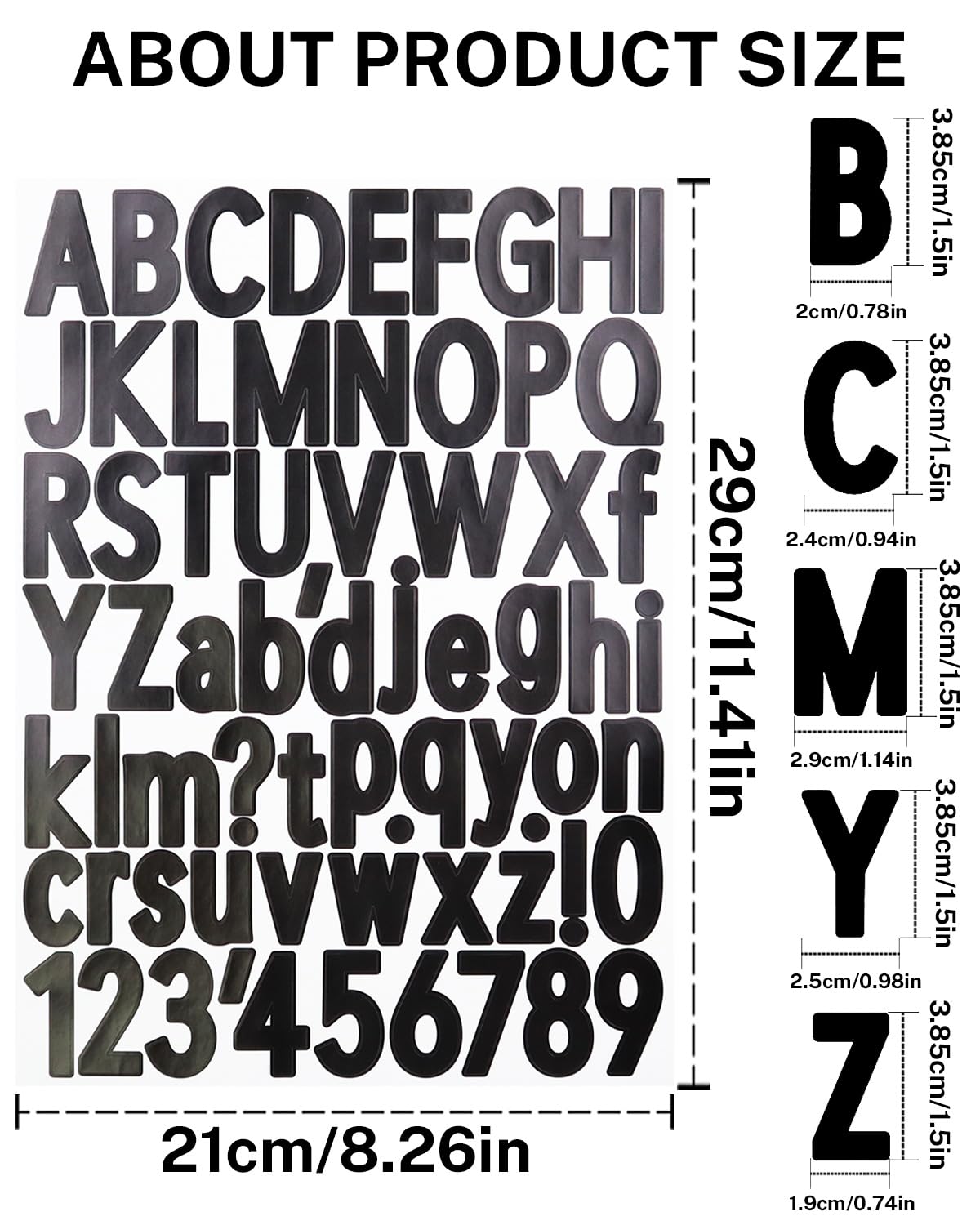 3360 Pcs Cartoon Letter Stickers - 1/2 Inch Alphabet & Numbers For Crafts, Black